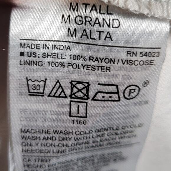 Old Navy M Tall Floral Bell Sleeve Dress Lined White Pink Yellow Midi Boho - Picture 9 of 11